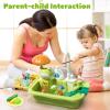 CUTE STONE Play Sink with Running Water, Kitchen Sink Toys with Upgraded Electric Faucet, Play Kitchen Toy Accessories, Pool Floating Fishing Toys for Water Play, Kids Role Play Dishwasher Toy view 2
