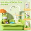 CUTE STONE Play Sink with Running Water, Kitchen Sink Toys with Upgraded Electric Faucet, Play Kitchen Toy Accessories, Pool Floating Fishing Toys for Water Play, Kids Role Play Dishwasher Toy view 4
