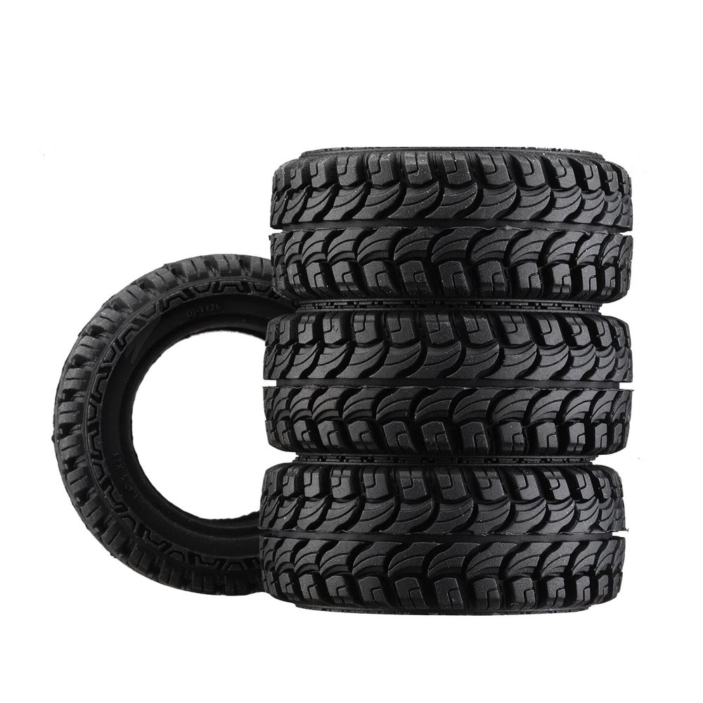 1.33 Inch High Adhesive Crawler Rubber Tires 58mm X 24mm with Foam Inserts for Traxxas 1:18 TRX4M Ford Bronco / TRX4M Land Rover Defender/Axial 1:24 SCX24 Deadbolt / SCX24 Jeep Wrangler Upgrades