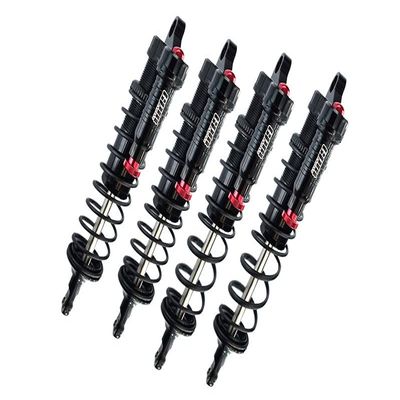 Aluminum 6061-T6 Front and Rear L-Shape Piggy Back (Built-in Piston Spring) Adjustable Spring Dampers for Traxxas 1/8 4WD Sledge Monster Truck 95076-4 Upgrades - Black