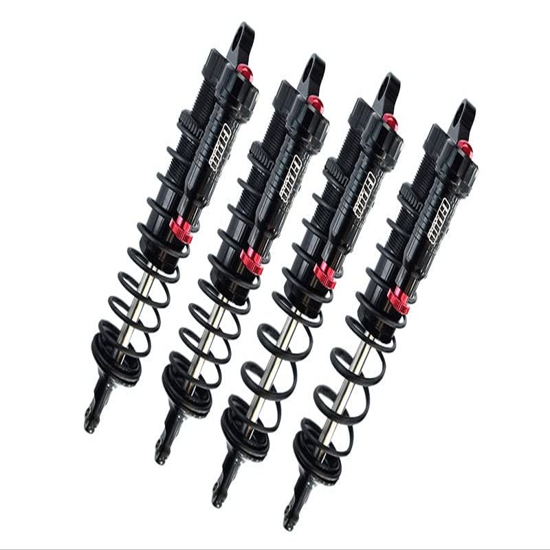 Aluminum 6061-T6 Front and Rear L-Shape Piggy Back (Built-in Piston Spring) Adjustable Spring Dampers for Traxxas 1/8 4WD Sledge Monster Truck 95076-4 Upgrades - Black