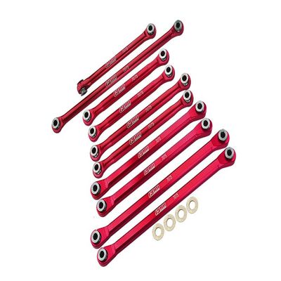 Axial 1/18 UTB18 Capra 4WD Unlimited Trail Buggy AXI01002 Upgrade Parts Aluminum 7075-T6 Front & Rear Chassis Links Parts Tree + Front Steering Link Rod - Red