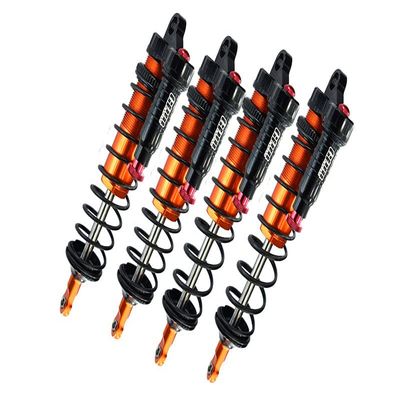 Aluminum 6061-T6 Front and Rear L-Shape Piggy Back (Built-in Piston Spring) Adjustable Spring Dampers for Traxxas 1/8 4WD Sledge Monster Truck 95076-4 Upgrades - Orange