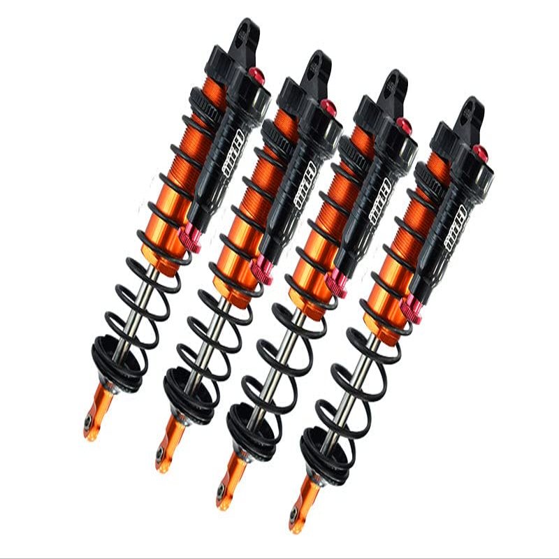 Aluminum 6061-T6 Front and Rear L-Shape Piggy Back (Built-in Piston Spring) Adjustable Spring Dampers for Traxxas 1/8 4WD Sledge Monster Truck 95076-4 Upgrades - Orange
