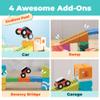 QBI Magnetic Building Blocks Car Track Set, 46PCS STEM Learning Toys for Kids Ages 4-8, Sensory Magnetic Blocks with 2 Push-and-go Cars | Educational Montessori Magnet Cubes for Boys & Girls view 4