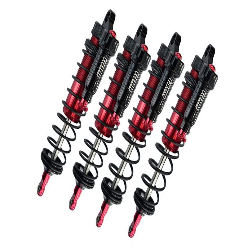 Aluminum 6061-T6 Front and Rear L-Shape Piggy Back (Built-in Piston Spring) Adjustable Spring Dampers for Traxxas 1/8 4WD Sledge Monster Truck 95076-4 Upgrades - Red