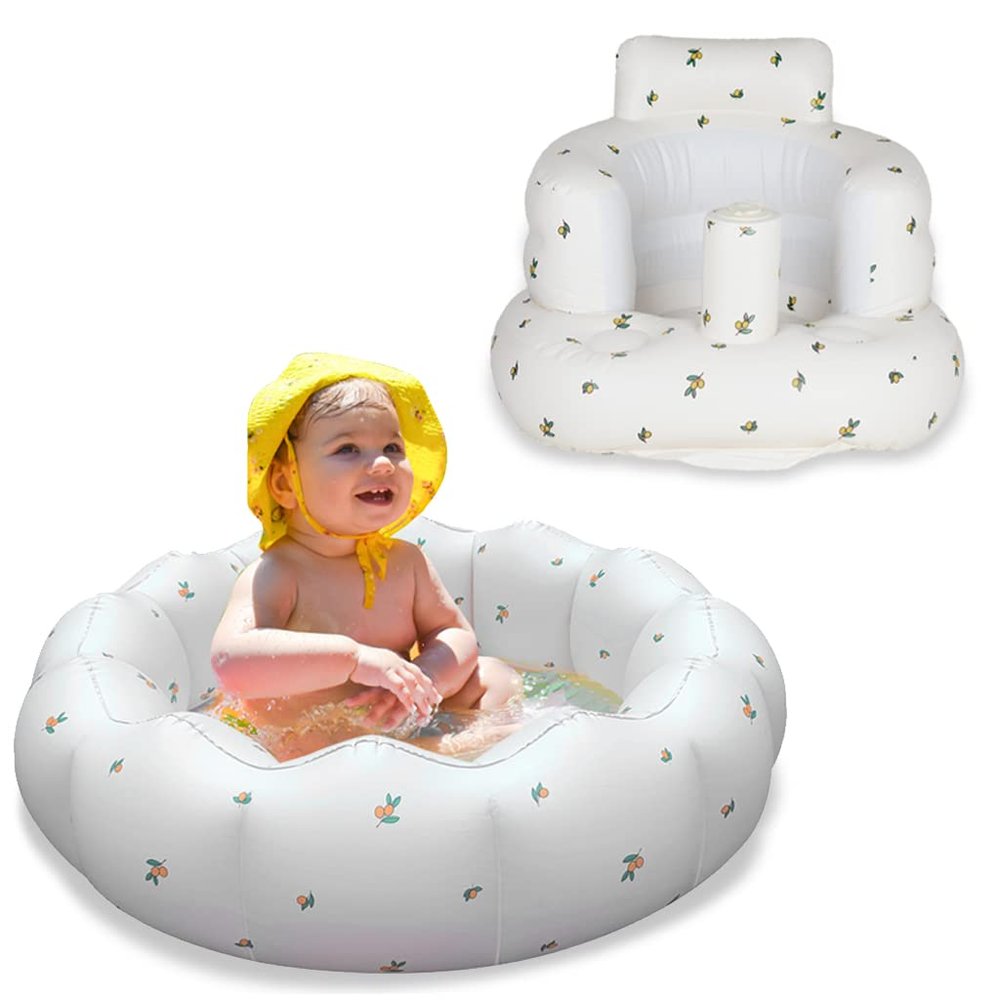 AirSwim Baby Inflatable Seat for Babies 3 Months and Up, Portable Inflatable Kiddie Pool for Toddler, Indoor& Outdoor Baby Support Seat and Small Swimming Pool for Kids, Orange