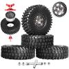 Hobbypark 1.9 Beadlock Wheels and Tires 120mm / 4.72inch Height and Mounting Install Tool for 1/10 RC Crawler with Foam Inserts,Set of 4 (Gray&Black) view 1