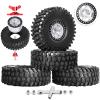 Hobbypark 1.9 Beadlock Wheels and Tires 120mm / 4.72inch Height and Mounting Install Tool for 1/10 RC Crawler with Foam Inserts,Set of 4 (Silver&Black) view 1