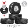 HobbyPark 1.9 Beadlock Wheels and Tires 120mm / 4.72inch Height with Mounting Tool for Traxxas TRX4 Axial SCX10 II III Redcat Gen8 Gen7 12mm Hex 1/10 Crawler Upgrades, 4-Set (Silver) view 1