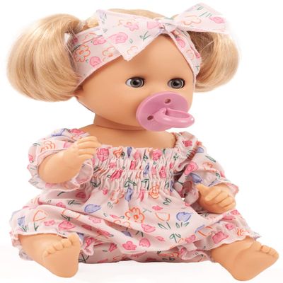 Gtz Sleepy Aquini Girl Flower - 13" Bath Baby Girl Doll with Blonde Hair to Wash and Style