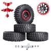 HobbyPark 1.9 Beadlock Wheels and Tires Height 4.72inch 120mm Soft Rubber Good Grip, Mounting Tool for TRX4 Axial SCX10 II III Redcat Gen8 Gen7 1/10 RC Crawler w/Foam,Set of 4 (Red Rings) view 1