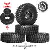 HobbyPark 1.9 Beadlock Wheels and Tires Height 4.72inch 120mm Soft Rubber Good Grip, Mounting Tool for TRX4 Axial SCX10 II III Redcat Gen8 Gen7 1/10 RC Crawler w/Foam,Set of 4 (Black Rings) view 1