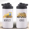 AVITO Personalized Kids Construction Gift - Stainless Steel - 12 oz Bottle with Closing Straw Lid - Kids Water Bottle - Childrens Construction Cup - Gift for Toddler - Construction view 2