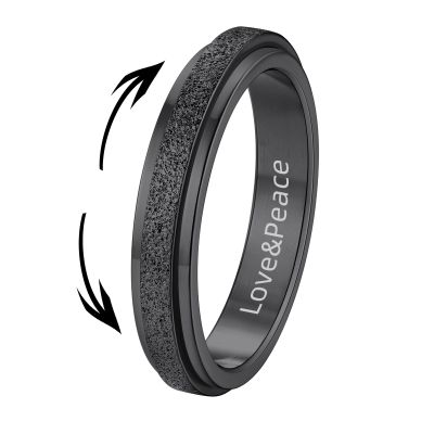 Supcare Fidget Ring Women Anxiety Relief Rings Black Finger Charm Spinner Jewelry Mens Personalized Name Rings Stainless Steel Ring Band