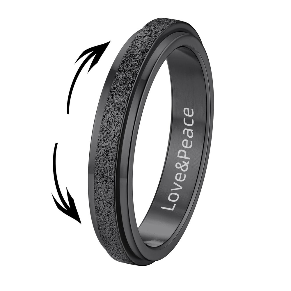 Supcare Fidget Ring Women Anxiety Relief Rings Black Finger Charm Spinner Jewelry Mens Personalized Name Rings Stainless Steel Ring Band