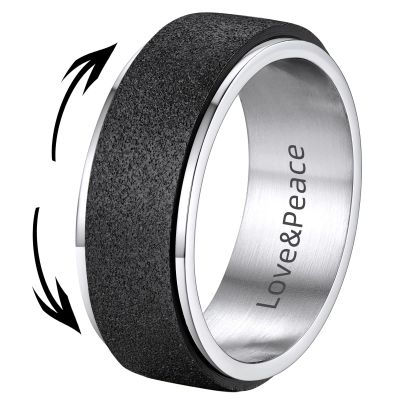 Supcare Custom Engraving Anxiety Ring for Men Black Fidget Ring Stress Rings Personalized Finger Jewelry