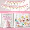 Fiesec Princess Birthday Party Decorations, Pink Princess Birthday Backdrop Balloon Garland Arch Banner Tablecloth Cake Cupcake Topper 3D Butterfly for Girls Pastel Floral Castle Party Supplies view 4