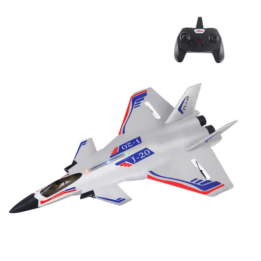 QIYHBVR RC Fighter Jet Remote Controlled Airplane, 2.4 GHz Control Flight Distance 300 Meters, Lightweight Flexible Impact Resistant Body, Includes Night Light, Ages 8 and Up