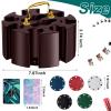 Wettarn Poker Chips Poker Set, 200 Count Rotating Chip Case Wood Carousel Case Holder with 200 Pcs Chips and 2 Decks of Playing Cards for Casino Party Supplies Family Game Accessory view 2