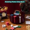 Wettarn Poker Chips Poker Set, 200 Count Rotating Chip Case Wood Carousel Case Holder with 200 Pcs Chips and 2 Decks of Playing Cards for Casino Party Supplies Family Game Accessory view 4