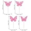 24 Pack Butterfly Cupcake Toppers - Glitter & 3D Butterfly Picks for Baby Shower & Kids Birthday Party - Pink view 2