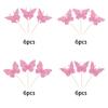 24 Pack Butterfly Cupcake Toppers - Glitter & 3D Butterfly Picks for Baby Shower & Kids Birthday Party - Pink view 3
