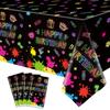 4 Pack Glow Party Table Covers Neon Tablecloths Disposable Plastic Neon Table Cloth Black Light Tablecloth Black Light Decorations Glow in The Dark Party Supplies Blacklight Decor 86 x 51 Inch view 1