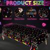 4 Pack Glow Party Table Covers Neon Tablecloths Disposable Plastic Neon Table Cloth Black Light Tablecloth Black Light Decorations Glow in The Dark Party Supplies Blacklight Decor 86 x 51 Inch view 2