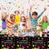 4 Pack Glow Party Table Covers Neon Tablecloths Disposable Plastic Neon Table Cloth Black Light Tablecloth Black Light Decorations Glow in The Dark Party Supplies Blacklight Decor 86 x 51 Inch view 3