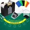 Aoriher Blackjack Game Combo Set, Include Blackjack Layout Felt,Shoe 6 Deck Automatic Card Shuffler Discard Holder Trays and 10 Cut Cards for Casino, Party Night(Green) view 1