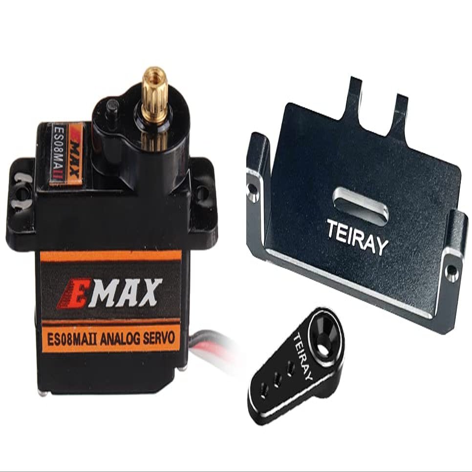 TEIRAY RC Servo Steering Servo for RC Car Boat Model Parts AX24 Axial SCX24 Upgrade Parts with Servo Mount Bracket and Arm (Black)