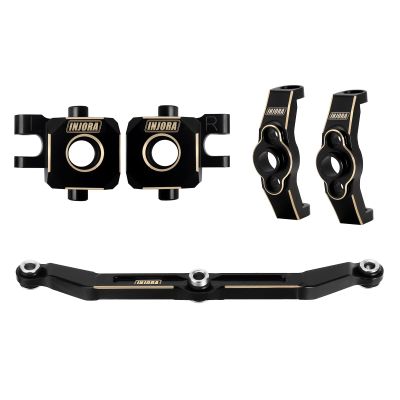 INJORA Brass Steering Blocks Knuckle, Steering Link and Caster Blocks C-Hubs Set for TRX4M 1/18 RC Crawler Upgrade Parts, Black