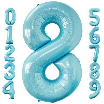 40 Inch Baby Blue Number 8 Balloon Large Size Jumbo Digit Foil Mylar Helium Light Blue Balloons for Boys 8th Blue Theme Birthday Party Supplies Anniversary Celebration Decorations Photo Shoot