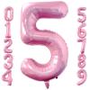 40 Inch Baby Pink Number 5 Balloon Large Size Jumbo Digit Foil Mylar Helium Light Pink Balloons for Girls 5th Pink Theme Birthday Party Supplies Anniversary Celebration Decorations Photo Shoot view 1