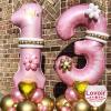 40 Inch Baby Pink Number 5 Balloon Large Size Jumbo Digit Foil Mylar Helium Light Pink Balloons for Girls 5th Pink Theme Birthday Party Supplies Anniversary Celebration Decorations Photo Shoot view 4