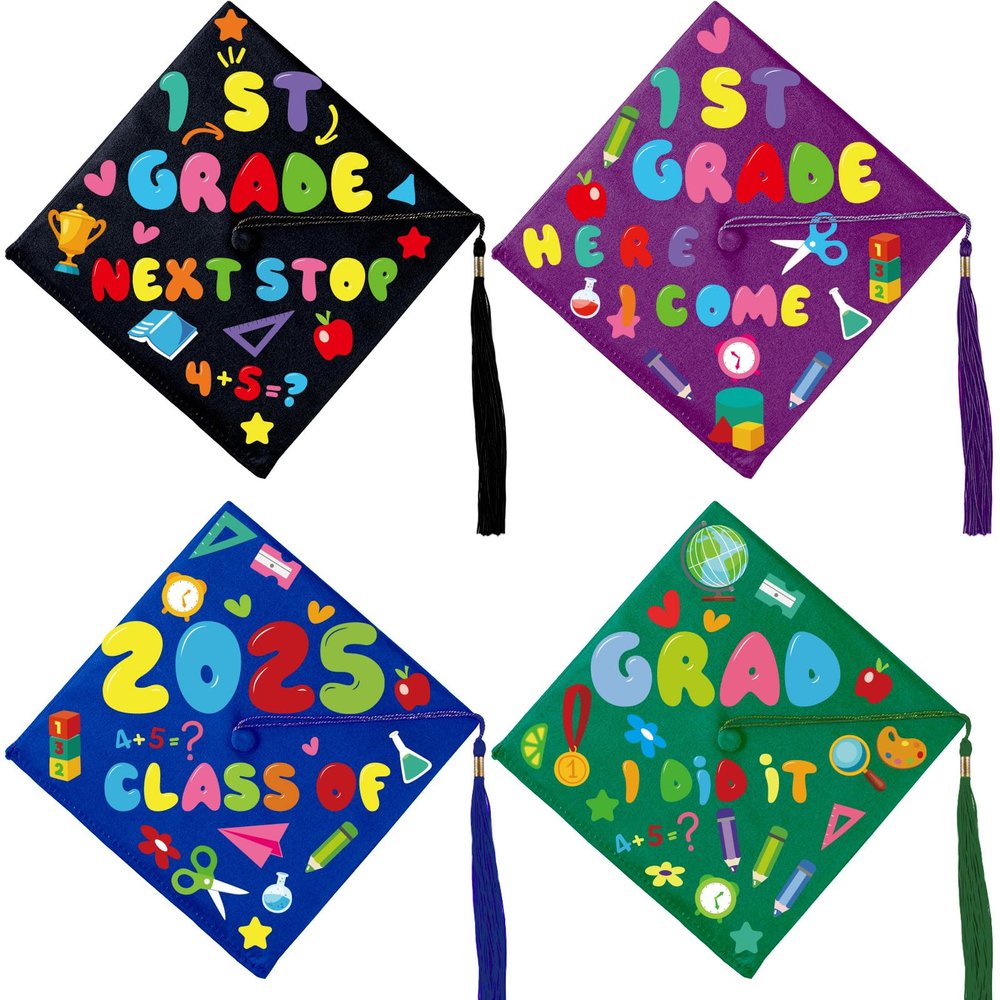 24 Pcs Kindergarten Graduation Cap Topper Craft for Kids, 2026 DIY Art Stickers Carft for Grad Hat Top Congrats Grad Decoration Set (Kindergarten Grad)