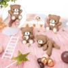 Yinder Bear Cake Toppers Mini Bear Cake Decorations Cake Toppers Gold White Pearl Ball for Birthday Party Decorations(Dark Brown,Cute Style) view 2