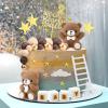 Yinder Bear Cake Toppers Mini Bear Cake Decorations Cake Toppers Gold White Pearl Ball for Birthday Party Decorations(Dark Brown,Cute Style) view 4