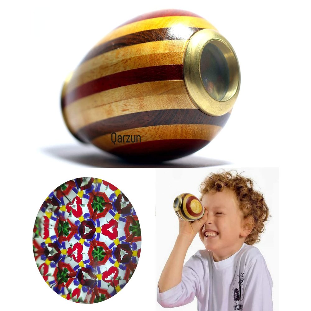 Qarzun Wooden Antique Kaleidoscope Vintage Brass Glass Handheld Kaleidoscope Stained Wood Vintage Look Kaleidoscope Kaleidoscope for Kids Friends Family Children by Brass Collection