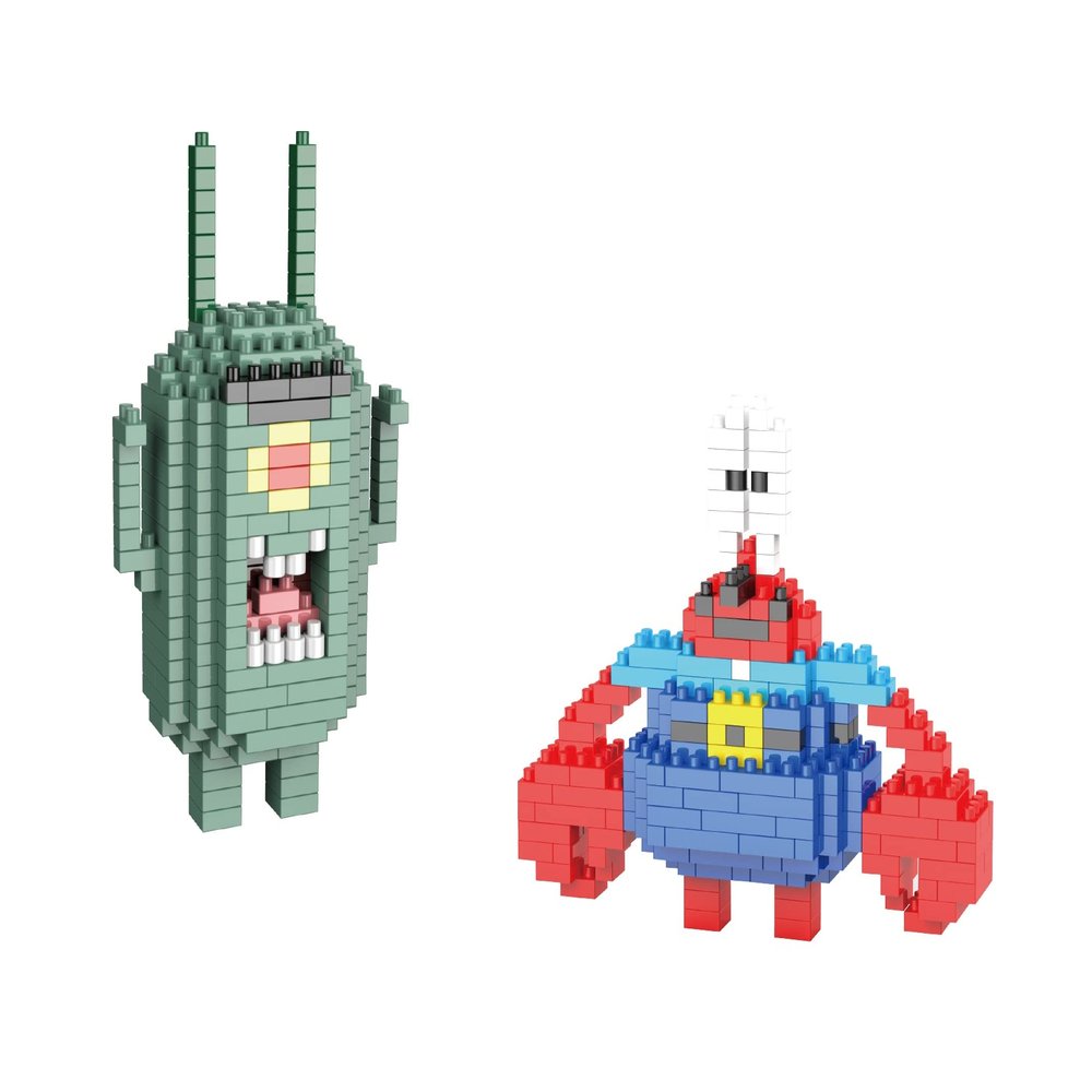 EBTY DREAMS Inc. - Set of 2 Plankton, Mr Krabs Educational DIY Model Mini Building Blocks