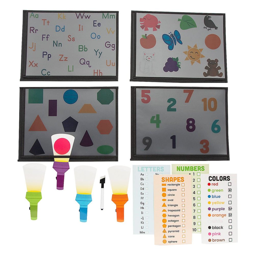 Fun Express Basic Skills Magic Flashlight Activity Set for Engaging Learning, Imaginative Play & Skill Development! Perfect for Kids - 16 Pieces