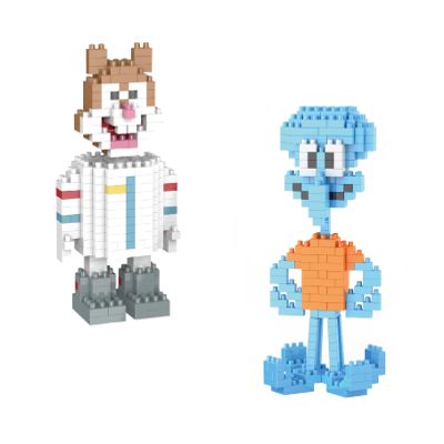 EBTY DREAMS Inc. - Set of 2 Squidward, Sandy Cheeks Educational DIY Model Mini Building Blocks