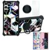 Galaxy S23+ Plus Case Compatible with Samsung Galaxy S23+ Plus Phone Case Cover [with Tempered Glass Screen Protector][Hard PC + Soft Silicone][Ring Support] [Colorful Reflect Light] IMDH-HS view 1