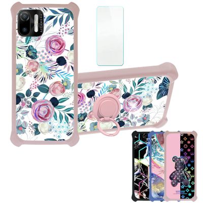 Case for Ulefone Note 6t Case Compatible with Ulefone Note 6t Phone Case Cover [with Tempered Glass Screen Protector][Hard PC + Soft Silicone][Ring Support] [Colorful Reflect Light] IMDF-HUA3