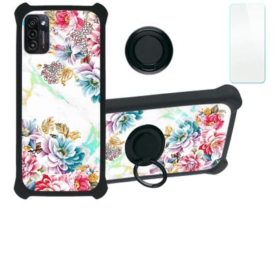 Case for Ulefone Note 12 Case Compatible with Ulefone Note 12 Phone Case Cover [with Tempered Glass Screen Protector][Hard PC + Soft Silicone][Ring Support] [Colorful Reflect Light] IMDH-MDH