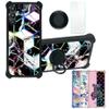 Galaxy A34 5g Case Compatible with Samsung Galaxy A34 5g Phone Case Cover [with Tempered Glass Screen Protector][Hard PC + Soft Silicone][Ring Support] [Colorful Reflect Light] IMDH-HS view 1