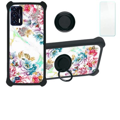 Case for Oukitel C31 Pro Case Compatible with Oukitel C31 Pro Phone Case Cover [with Tempered Glass Screen Protector][Hard PC + Soft Silicone][Ring Support] [Colorful Reflect Light] IMDH-MDH