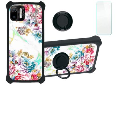 Case for Ulefone Note 6t Case Compatible with Ulefone Note 6t Phone Case Cover [with Tempered Glass Screen Protector][Hard PC + Soft Silicone][Ring Support] [Colorful Reflect Light] IMDH-MDH