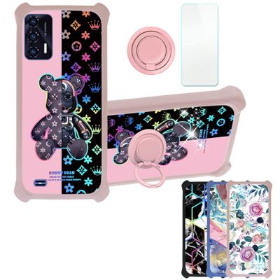Case for Oukitel C31 Pro Case Compatible with Oukitel C31 Pro Phone Case Cover [with Tempered Glass Screen Protector][Hard PC + Soft Silicone][Ring Support] [Colorful Reflect Light] IMDF-JXX